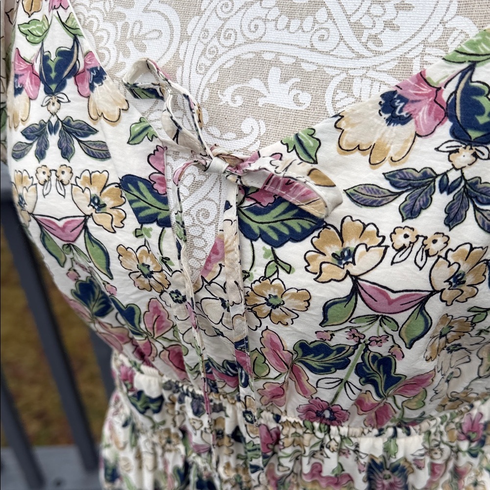 Floral Cream Print Dress sz M - Picture 3 of 13